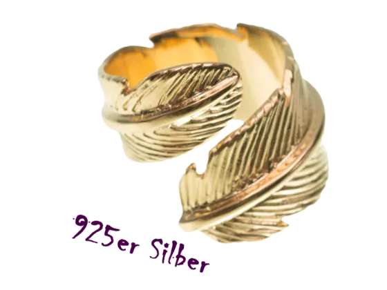 Offener Ring Feder (925 Silber)